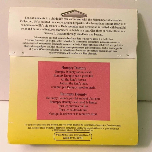 Humpty Dumpty Wilton Special Memories Collection Keepsake Cake Decoration Topper - Picture 4 of 7